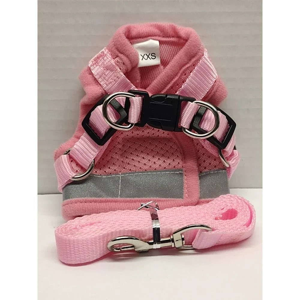 Cat Harnesses and Puppy Harness with Leashes Set, Size XXS on Pink.